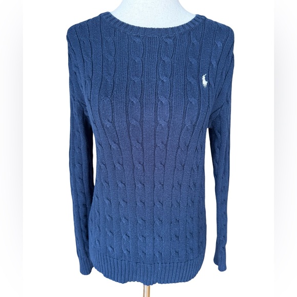 Ralph Lauren Sweaters - Ralph Lauren Women's Navy Cotton Cable Knit Sweater Size Medium